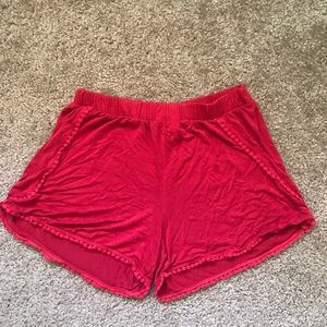 red comfy lounge shorts